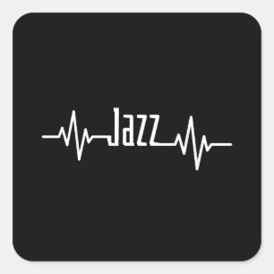 Sticker Carré Musique Rythme Cardiaque Jazz