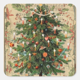 Sticker Carré Musique Vintage Christmas Tree