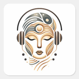 Sticker Carré Musique zen minimaliste déesse géométrique abstrai