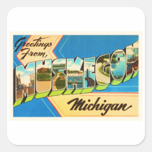 Sticker Carré Muskegon Michigan MI Vieux souvenir Vintage voyage