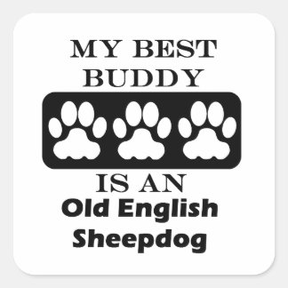Sticker Carré My Best Buddy est un vieux chien de berger anglais