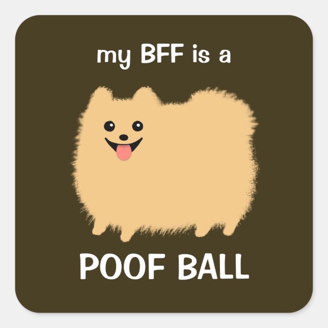 Sticker Carré My BFF est un ballon de poof - Fluffy Pomeranian C (Devant)