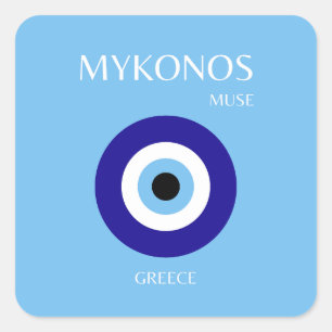 Sticker Carré Mykonos Muse, Bleu