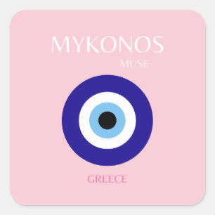Sticker Carré Mykonos Muse, Mykonos, Rose