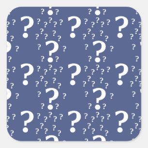 Sticker Carré Mystère question marque énigme puzzle bleu