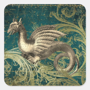 Sticker Carré Mystic Dragon & Star Map