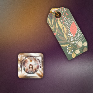 Sticker Carré Mystic Journey Ahead, Boho en brun et noir  