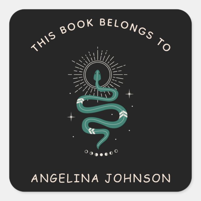Sticker Carré Mystical Esoteric Snake Magique Nom Plaque (Devant)