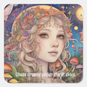 Sticker Carré Mystical Imaginaire Girl - Custom Magic