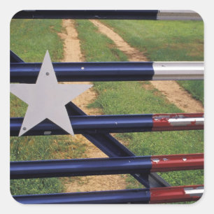 Sticker Carré N.A., États-Unis, Texas, lac Buchanan, drapeau du 