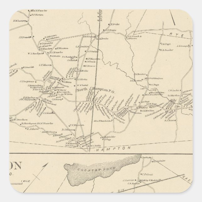 Sticker Carré N Hampton, Newton (Devant)