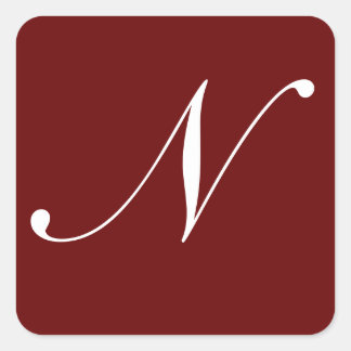 Sticker Carré N Monogramme blanc sur rouge foncé
