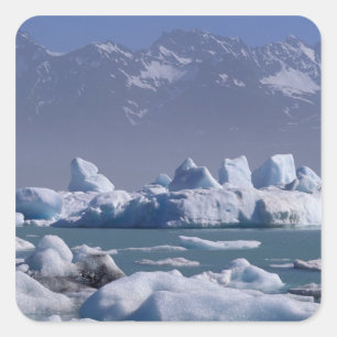 Sticker Carré NA, États-Unis, Alaska, chaîne St. Elias, rivière