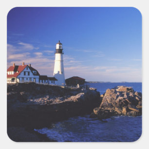 Sticker Carré NA, États-Unis, Maine. Phare de Portland Head.