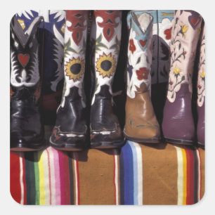 Sticker Carré NA, États-Unis, Nouveau-Mexique, Santa Fe. Bottes
