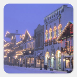 Sticker Carré Na, Etats-Unis, Washington, Leavenworth. Rue