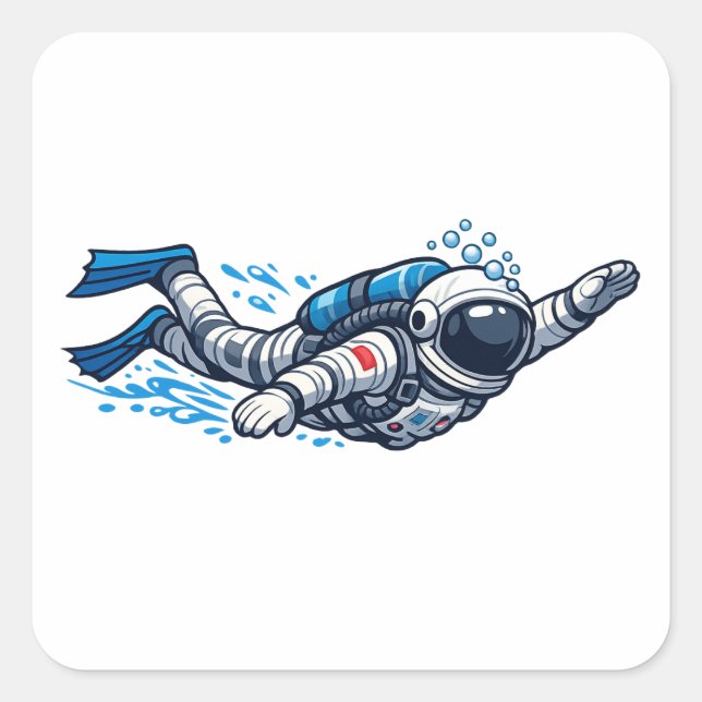Sticker Carré Nage astronaute (Devant)