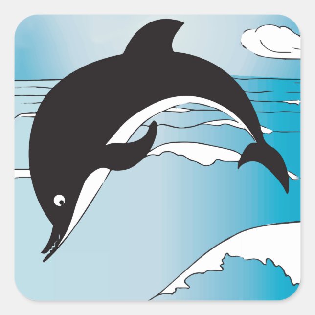 Sticker Carré Nager Avec Les Dauphins (Devant)
