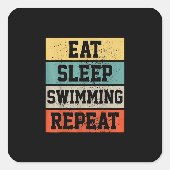 Sticker Carré nager nager nager Cadeau de natation (Devant)