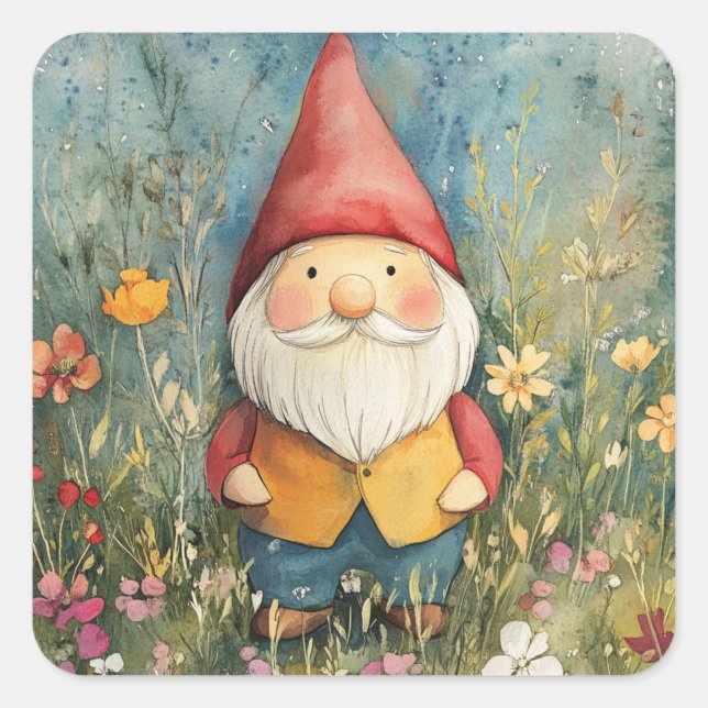 Sticker Carré Nain de jardin (Devant)