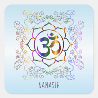 Sticker Carré Namaste Aum (Om) Lotus Prismatic Ornamental