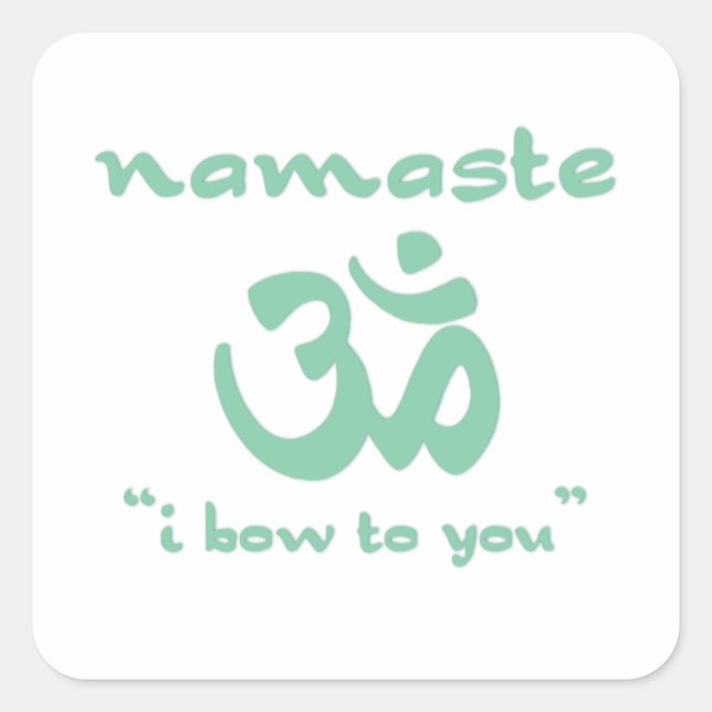 Sticker Carré Namaste - Je vous salue (en vert) (Devant)