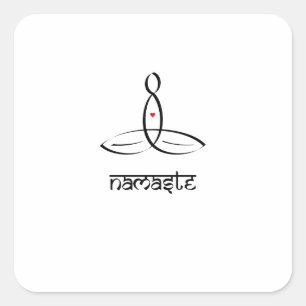 Sticker Carré Namaste - Style sanskrit noir
