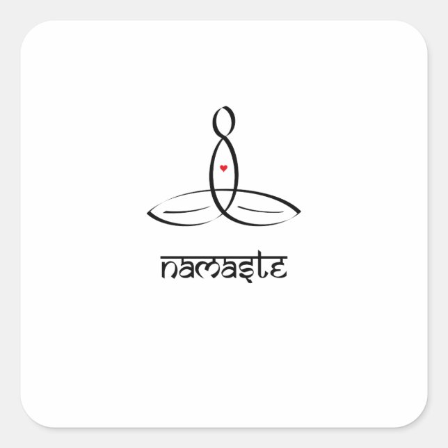Sticker Carré Namaste - Style sanskrit noir (Devant)