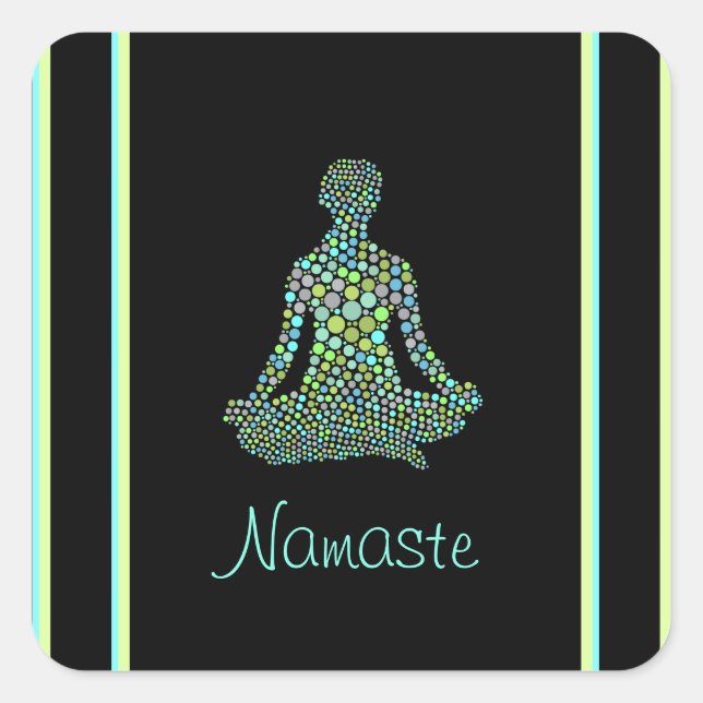 Sticker Carré Namaste Yoga Pose Serene Personnalisé (Devant)