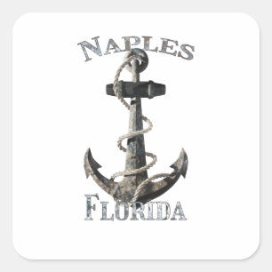 Sticker Carré Naples Florida Vacation Ancre nautique