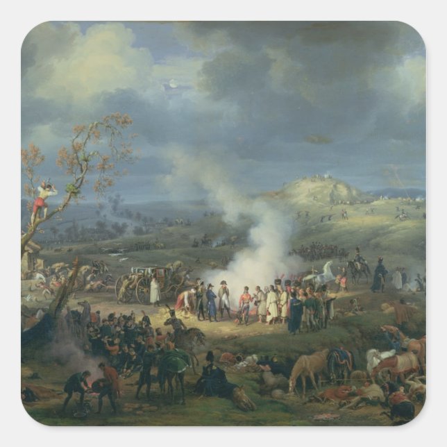 Sticker Carré Napoléon visite un Bivouac (Devant)