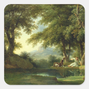 Sticker Carré Narcisse admirant sa réflexion