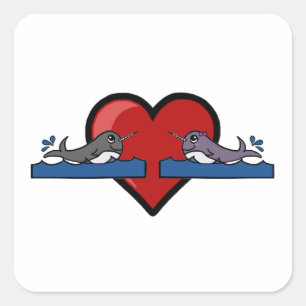 Sticker Carré Narwhal Couple