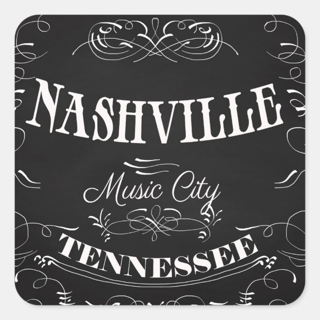 Sticker Carré Nashville, Tennessee - Music City (Devant)