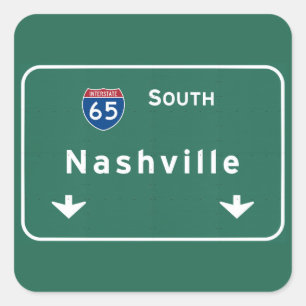 Sticker Carré Nashville Tennessee tn Interstate Highway Freeway