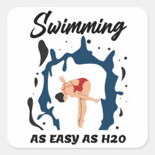 Sticker Carré Natation aussi facile que H2O - Amusante conceptio