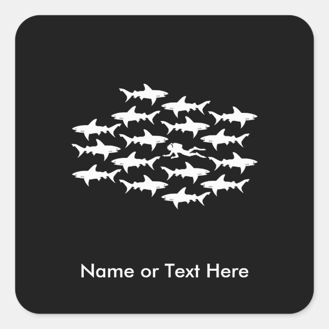 Sticker Carré Natation de plongeur autonome avec une école des (Devant)