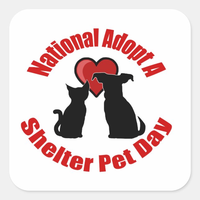 Sticker Carré National Adopter Un Abri Jour Pour Les Animaux De  (Devant)