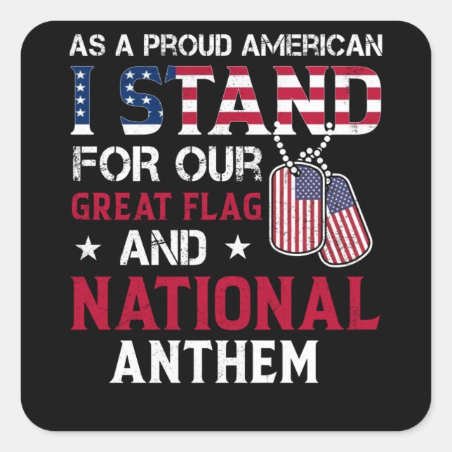 Sticker Carré National Anthem - Usa Flag Design (Devant)
