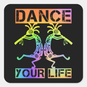 Sticker Carré Native Americans Kokopelli - Dance Your Life 4