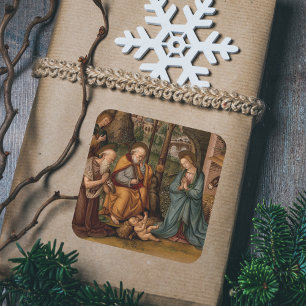 Sticker Carré Nativité du Christ Noël chrétien religieux