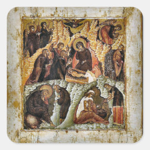 Sticker Carré Nativité Icône chrétienne orthodoxe byzantine