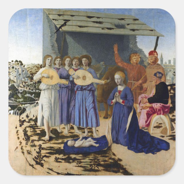 Sticker Carré NATIVITY OF JESUS, ANGELS by PIERO DELLA FRANCESCA (Devant)