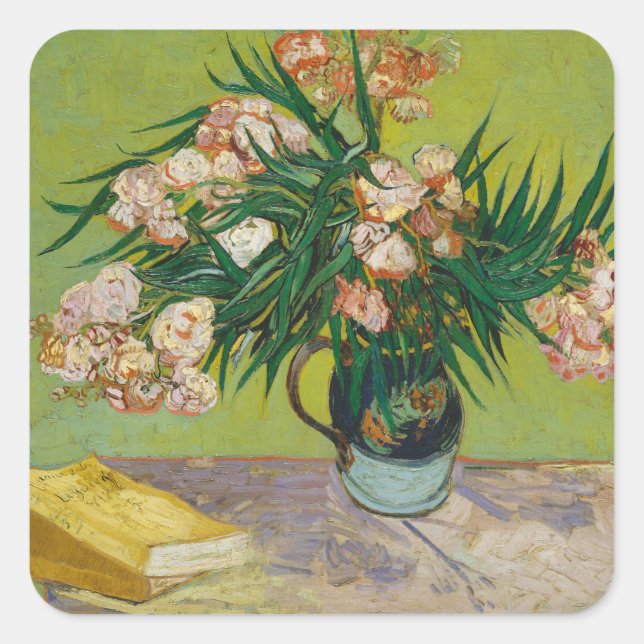 Sticker Carré Nature morte florale rose aux oleanders de Van Gog (Devant)