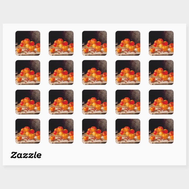 Sticker Carré Nature morte, pommes et châtaignes (Feuille)