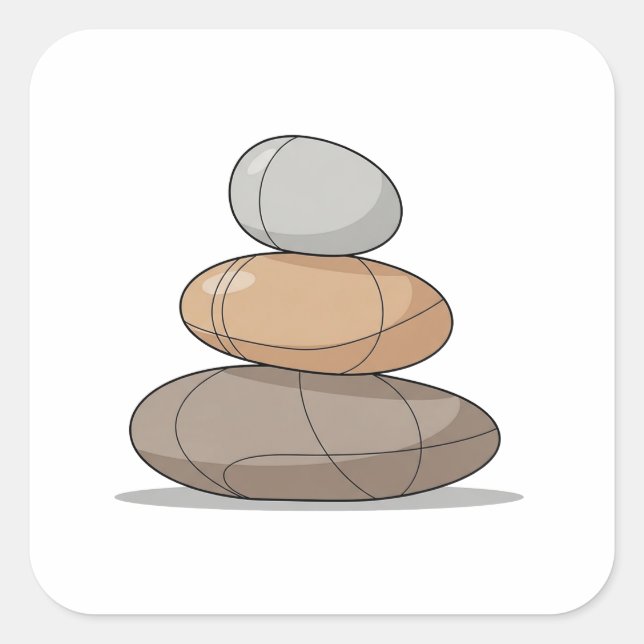 Sticker Carré Nature Zen Minimale Équilibrée (Devant)