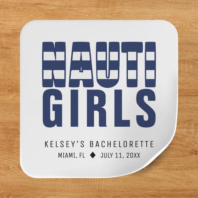 Sticker Carré Nauti Girls Fête de Bachelorette Drôle (Nauti Girls Funny Bachelorette Party Square Sticker
)