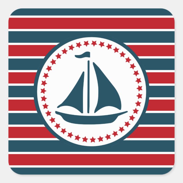 Sticker Carré Nautical design (Devant)