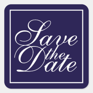 Sticker Carré Nautical Navy Blue Elegant Wedding Enregistrer la 