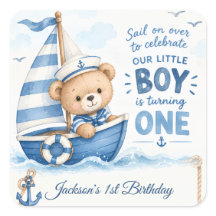 Nautical Teddy Bear Voilier 1er Anniversaire